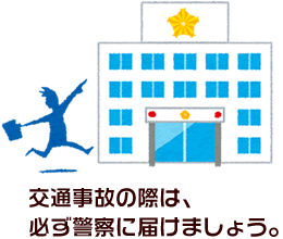 交通事故の際は、必ず警察に届けましょう